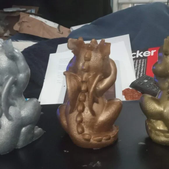 Handmade Silver Bronze and Gold Hear No Evil See No Evil Speak No Evil Dragons - Picture 4 of 4